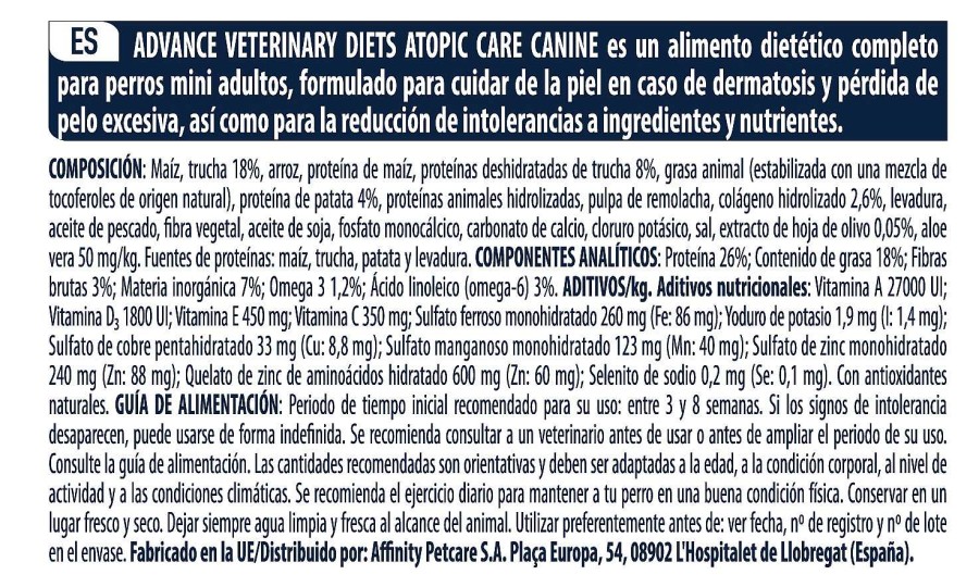 Perros Advance Dieta Veterinaria | Advance Pienso Atopic Para Perro Mini