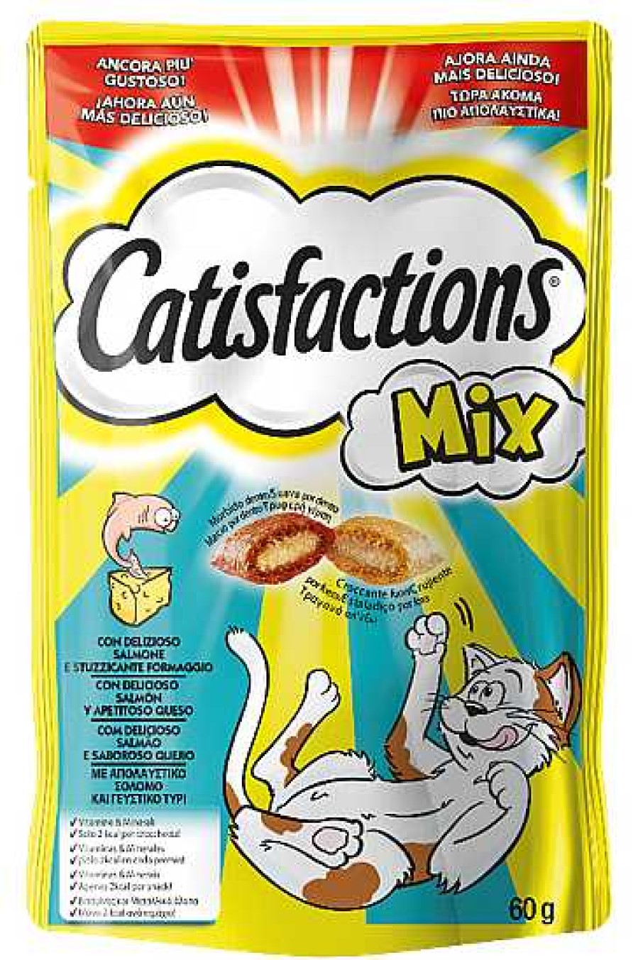 Gatos Catisfactions Semi-H Medos | Catisfactions Premios Para Gatos Sabor Mixto De Queso Y Salm N