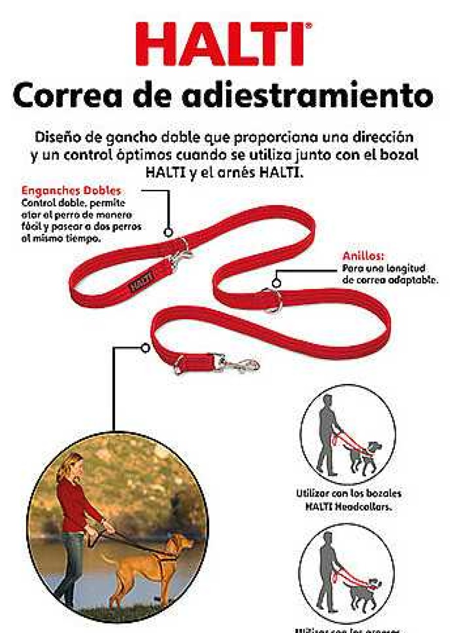 Perros Halti Correas | Halti Correa Multiposici N Roja Para Perro