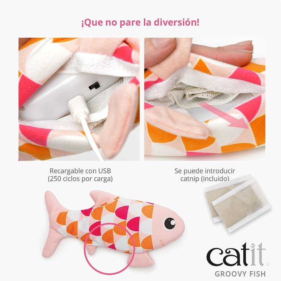 Gatos Catit Peluches Y Plumas | Catit Groovy Fish Azul