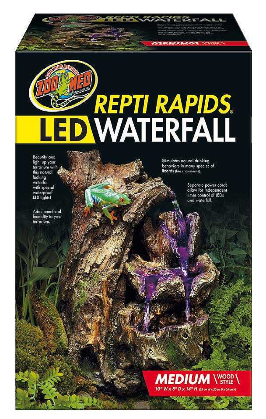 Reptiles Zoo Med | Zoo Med Repti Rapids Cascada Con Led Med Wood Style