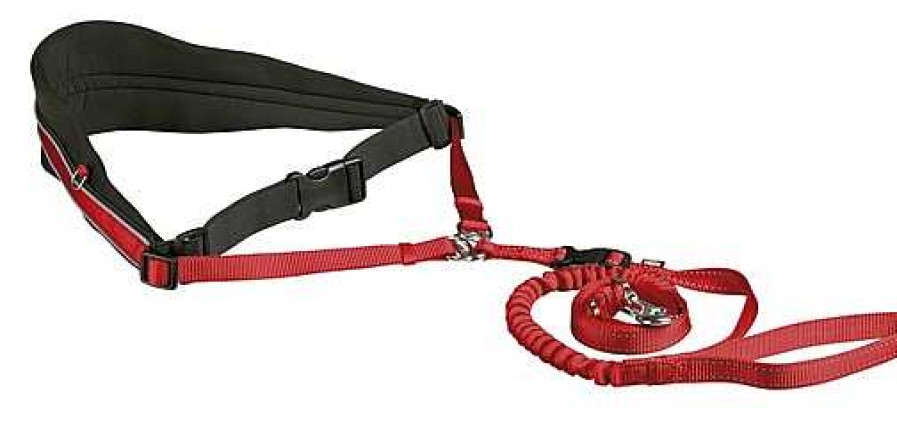 Perros Trixie Correas | Trixie Cintur N Acolchado Canicross Manos Libres Rojo