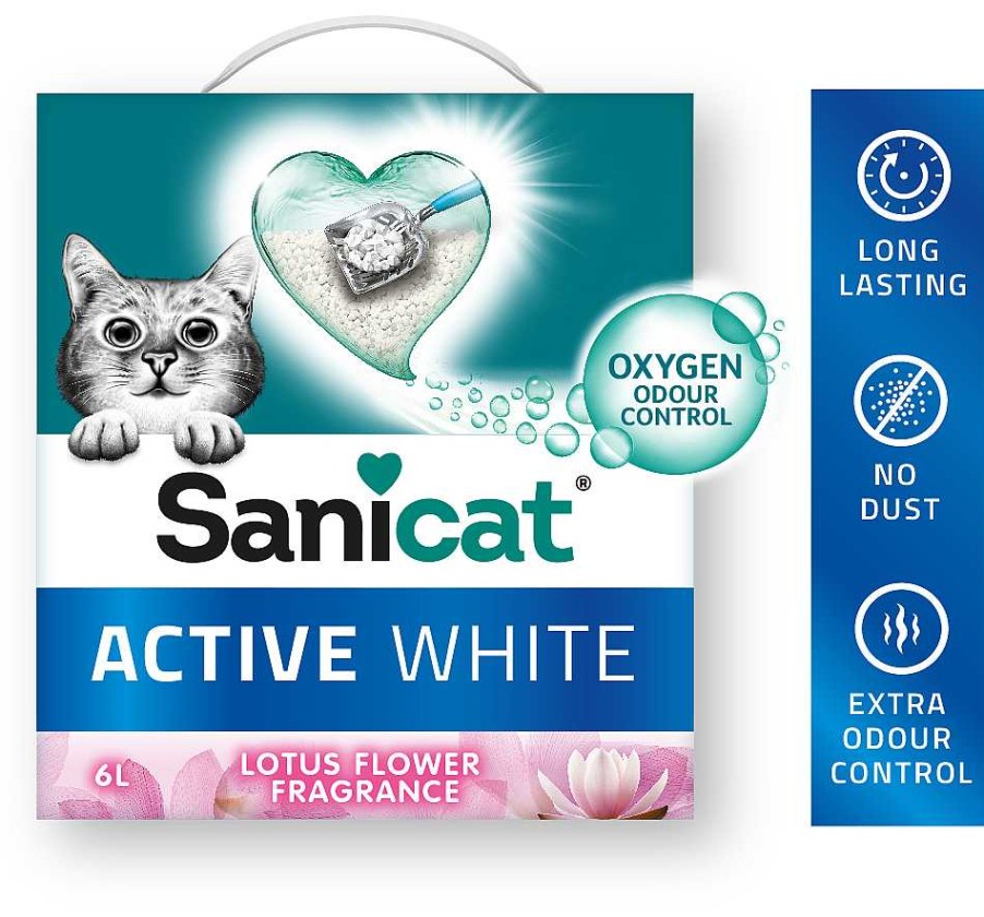 Gatos Sanicat Arenas | Sanicat Active White Con Perfume Flor De Loto