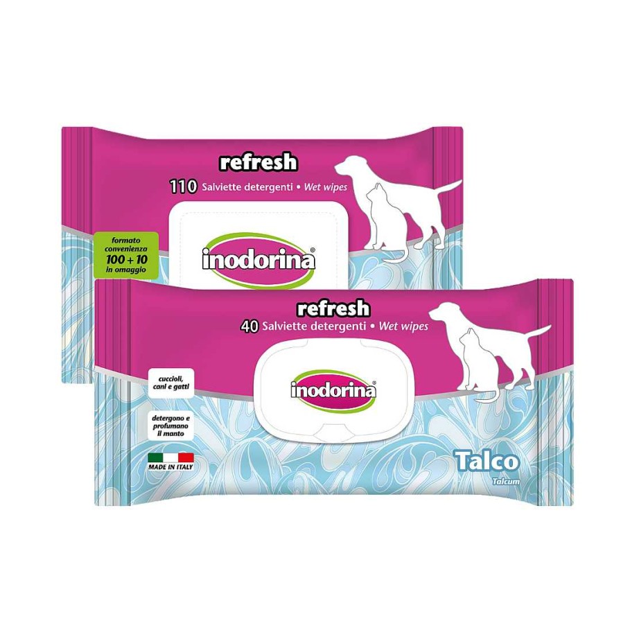 Gatos Inodorina Desodorizantes | Inodorina Toallitas Refresh Con Fragancia De Talco Para Perros Y Gatos