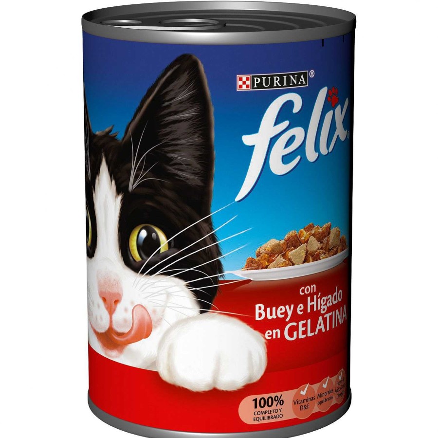 Gatos Felix Comida H Meda | Pack 24 Felix Lata De Buey Y H Gado En Gelatina