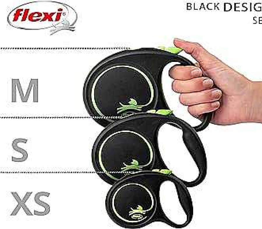 Perros Flexi Correas | Flexi Correa Black Design Cord N Verde Para Perros