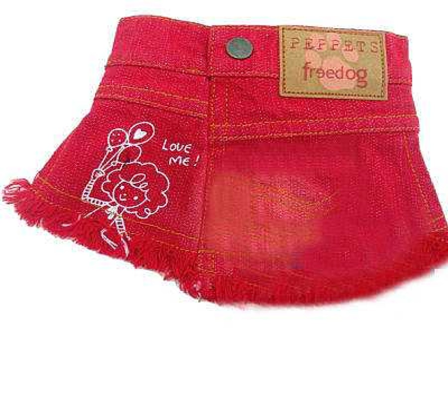 Perros Freedog Vestidos | Freedog Falda Tejana Roja Para Perros