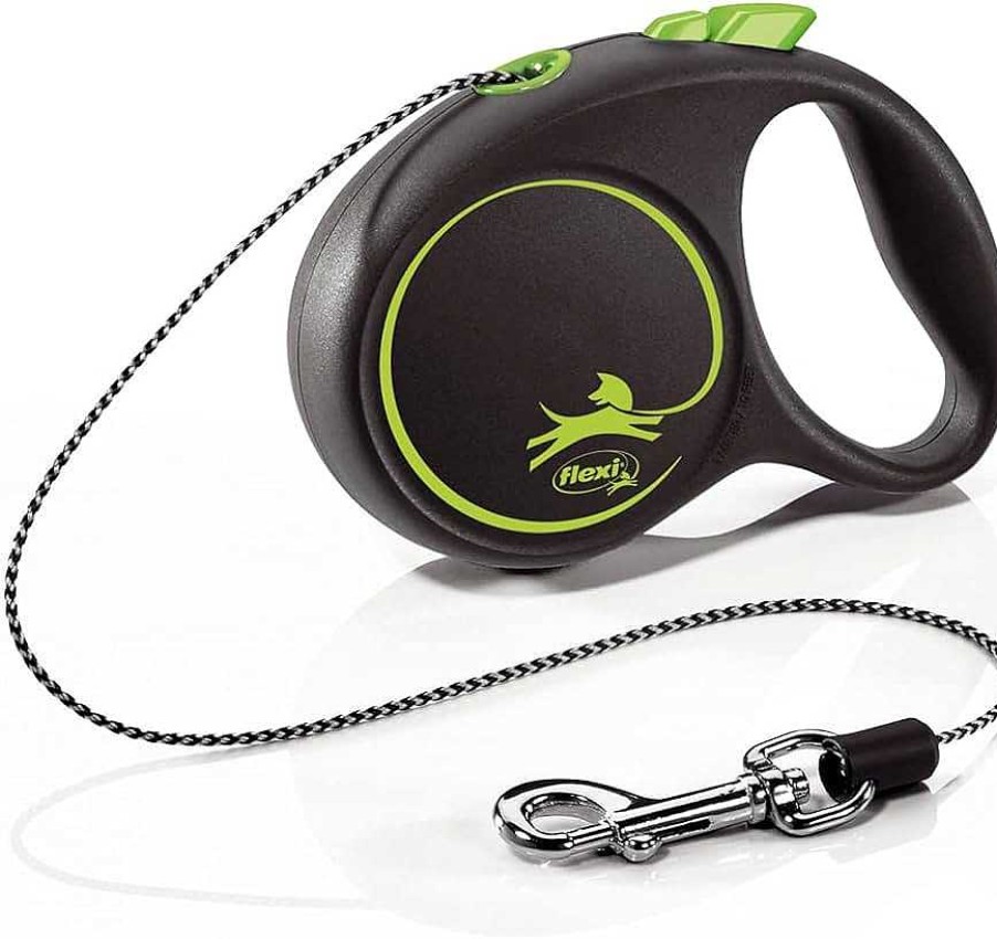 Perros Flexi Correas | Flexi Correa Black Design Cord N Verde Para Perros