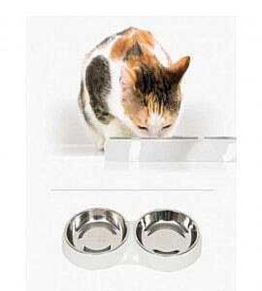 Gatos Catit Comederos Y Bebederos | Catit Comedero Doble Acero Inoxidable Blanco