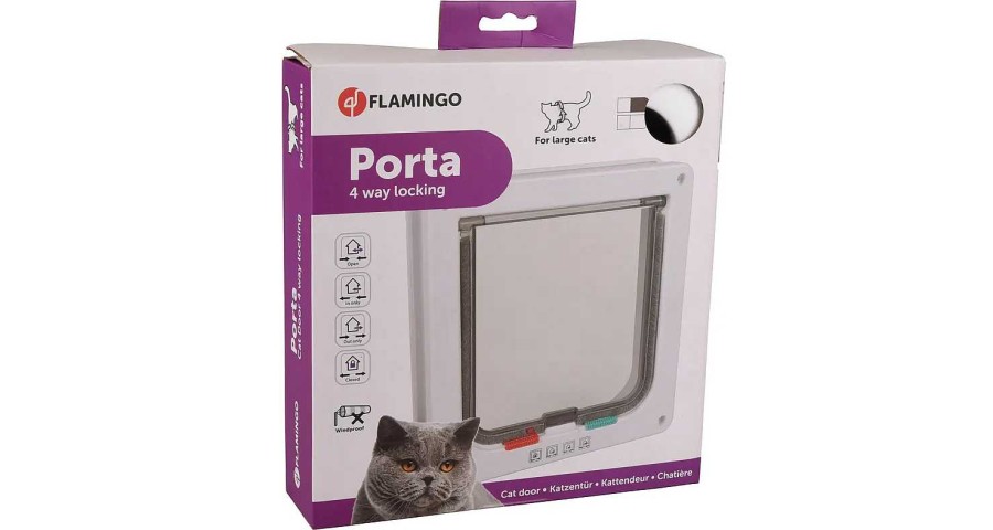 Gatos Flamingo | Flamingo Puerta Gatera Blanca Para Gatos Grandes