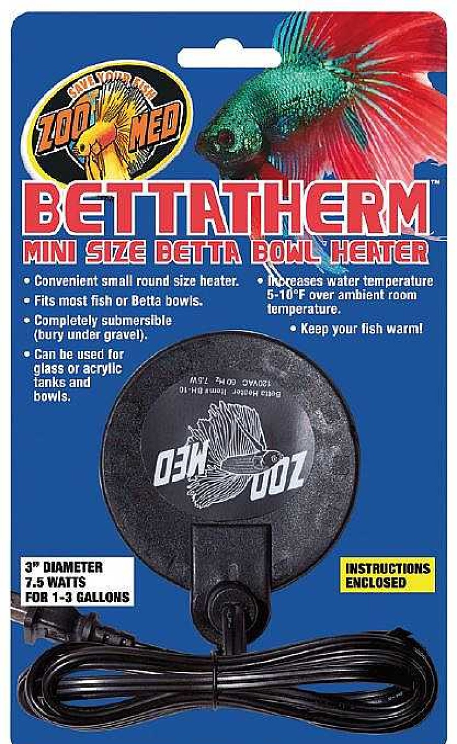 Peces Zoo Med Calentadores | Zoo Med Bettatherm Calentador Mini Para Betta