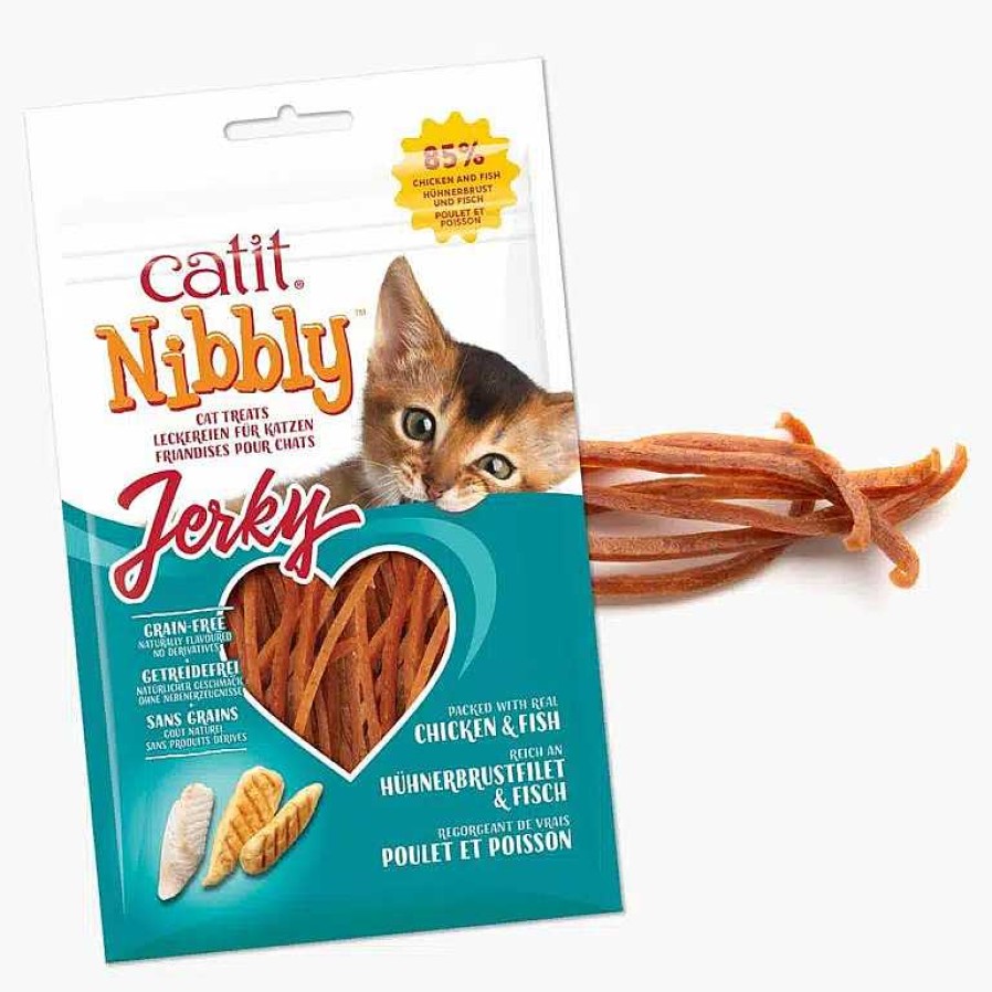 Gatos Catit Naturales | Catit Nibbly Jerky Pollo Y Pescado