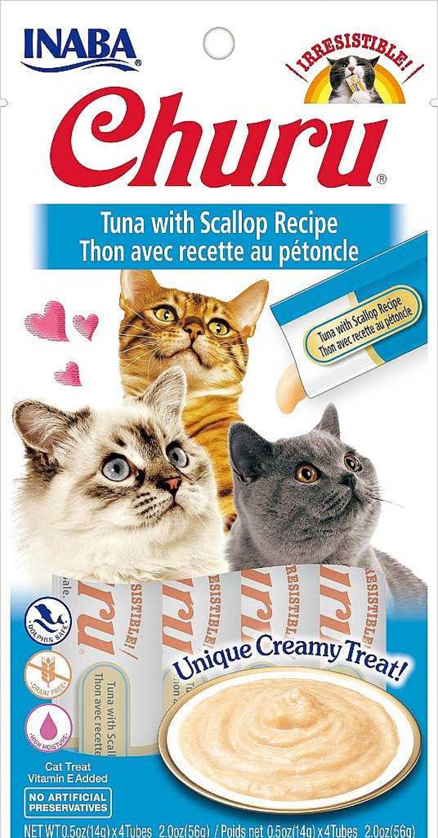 Gatos Inaba Semi-H Medos | Inaba Snack Churu Con Receta De At N Con Vieira Para Gatos