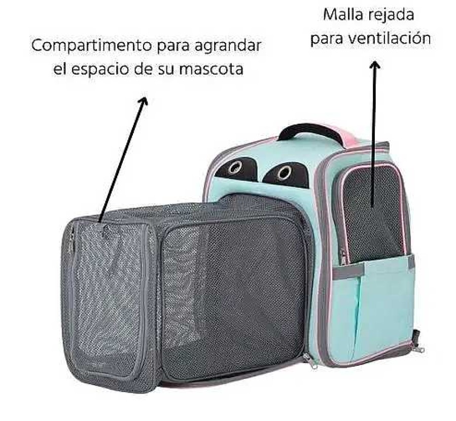 Gatos Freedog Transportines | Freedog Mochila Fuji Transport N Con Compartimento Gris Y Azul