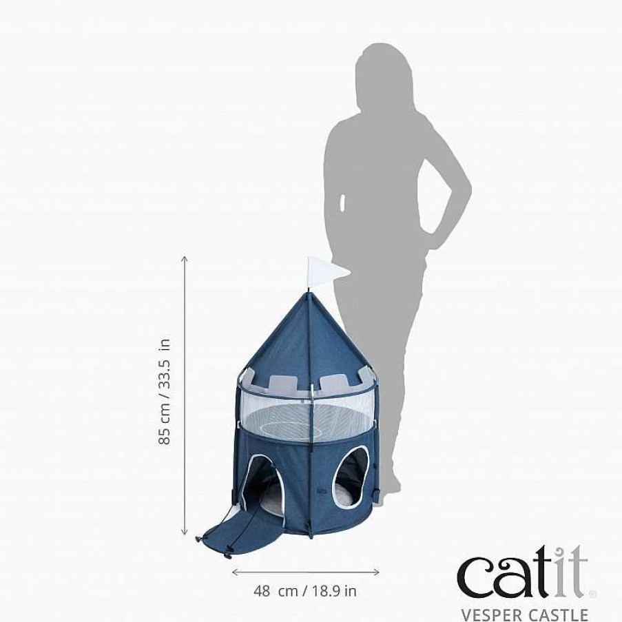 Gatos Catit T Neles | Catit Castillo Cueva Azul Vesper Castle Para Gatos