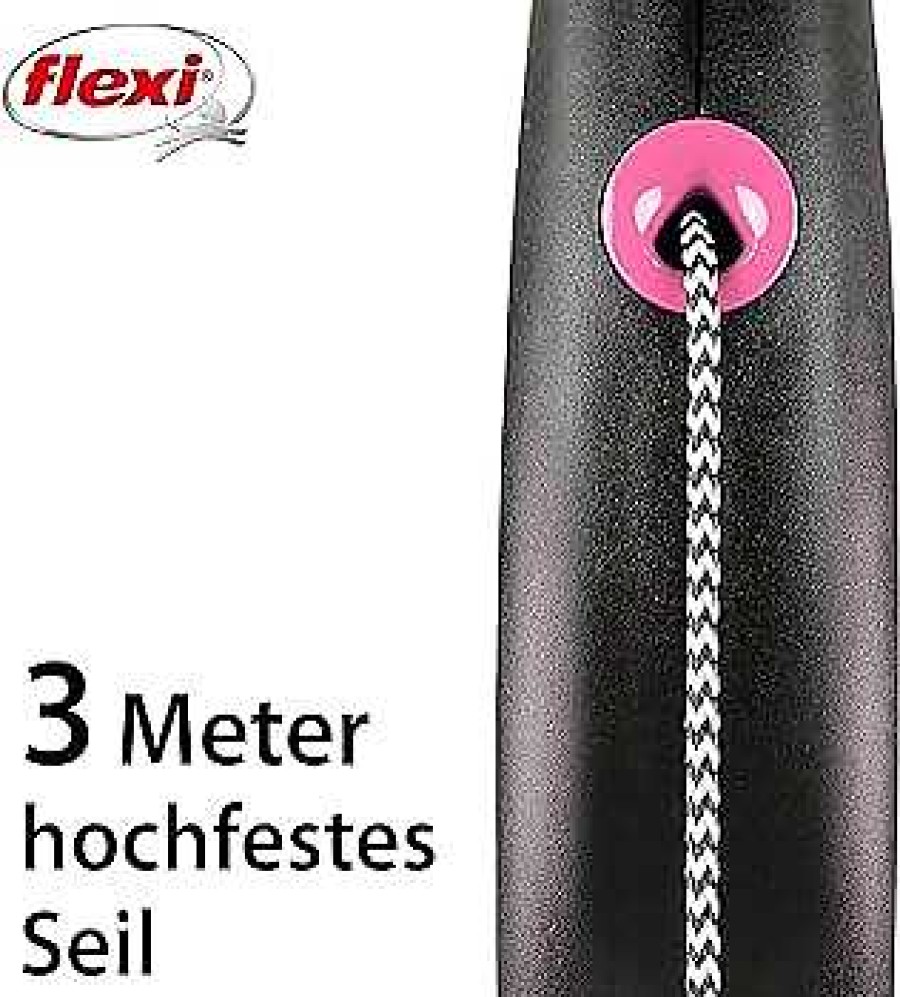 Perros Flexi Correas | Flexi Correa Black Design Cord N Rosa Para Perros