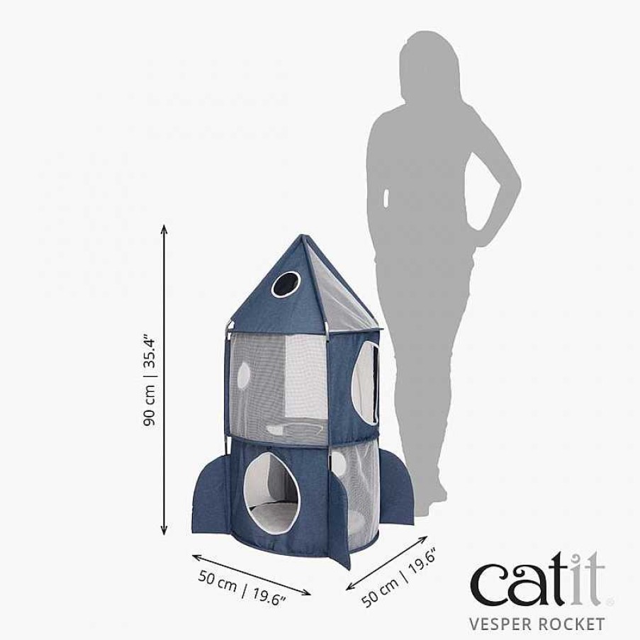 Gatos Catit T Neles | Catit Caseta Para Gato Plegable Vesper Rocket Azul