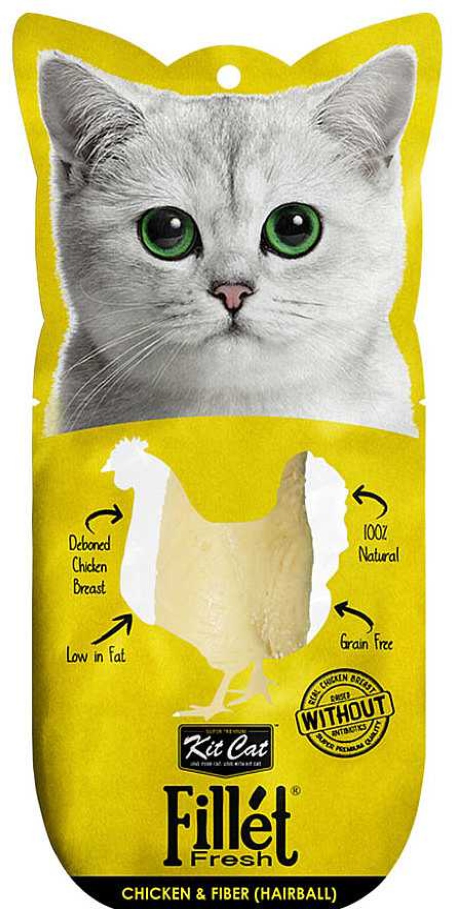 Gatos Kit Cat Semi-H Medos | Kit Cat Snack Filletfresh Hairball Con Pollo Y Fibra