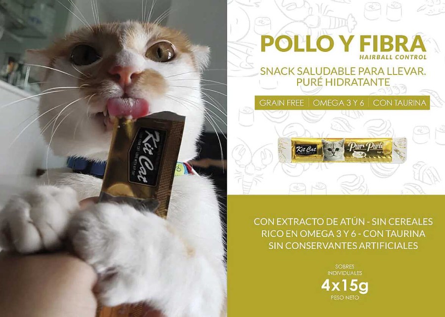 Gatos Kit Cat Semi-H Medos | Kit Cat Snack Purrpur E Hairball Control Con Pollo Y Fibra