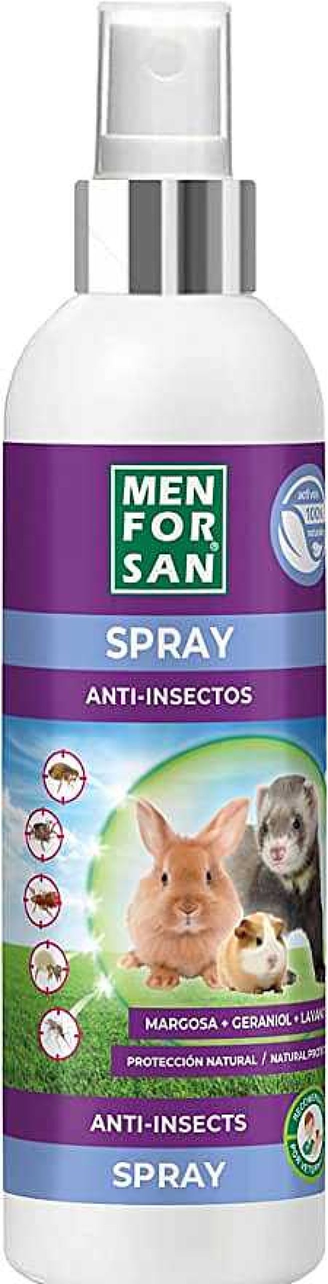 Perros Men For San Otros | Men For San Spray Anti-Insectos Con Margosa, Geraniol Y Lavandino Para Roedores, Conejos Y Hurones