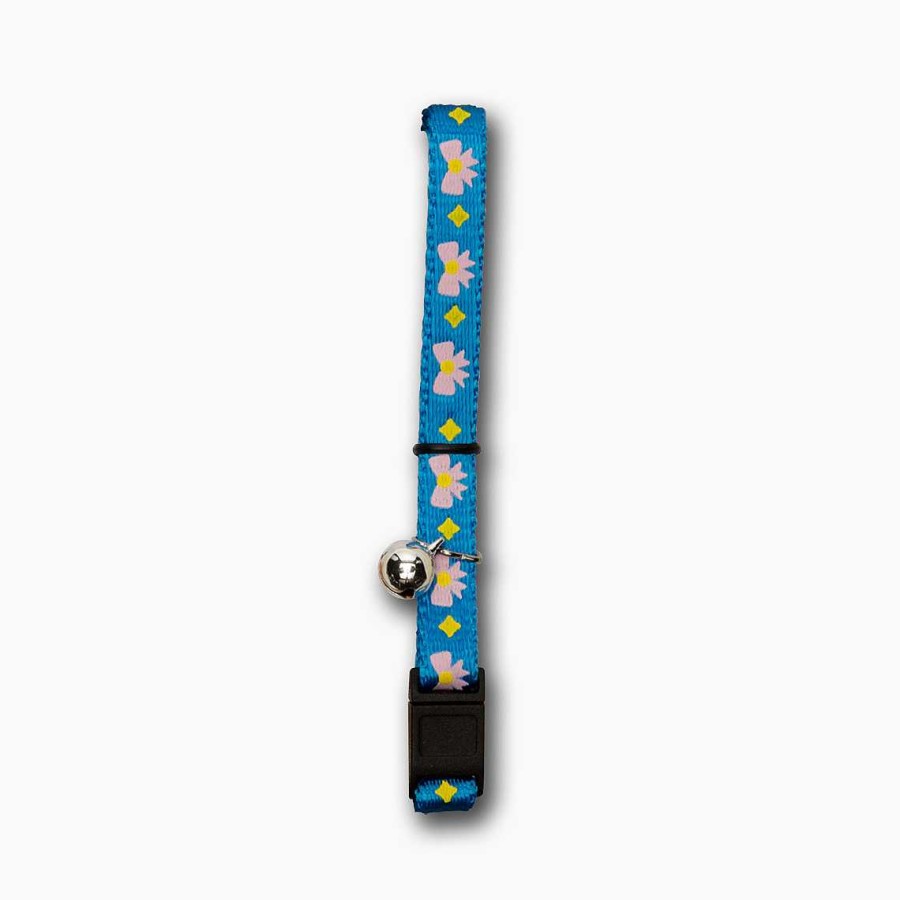 Gatos Catit Collares | Catit Collar Breakaway Azul Con Lazos Rosas