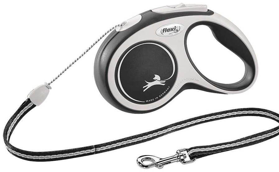 Perros Flexi Correas | Flexi Correa New Comfort Cord N Negra Y Blanca Para Perros